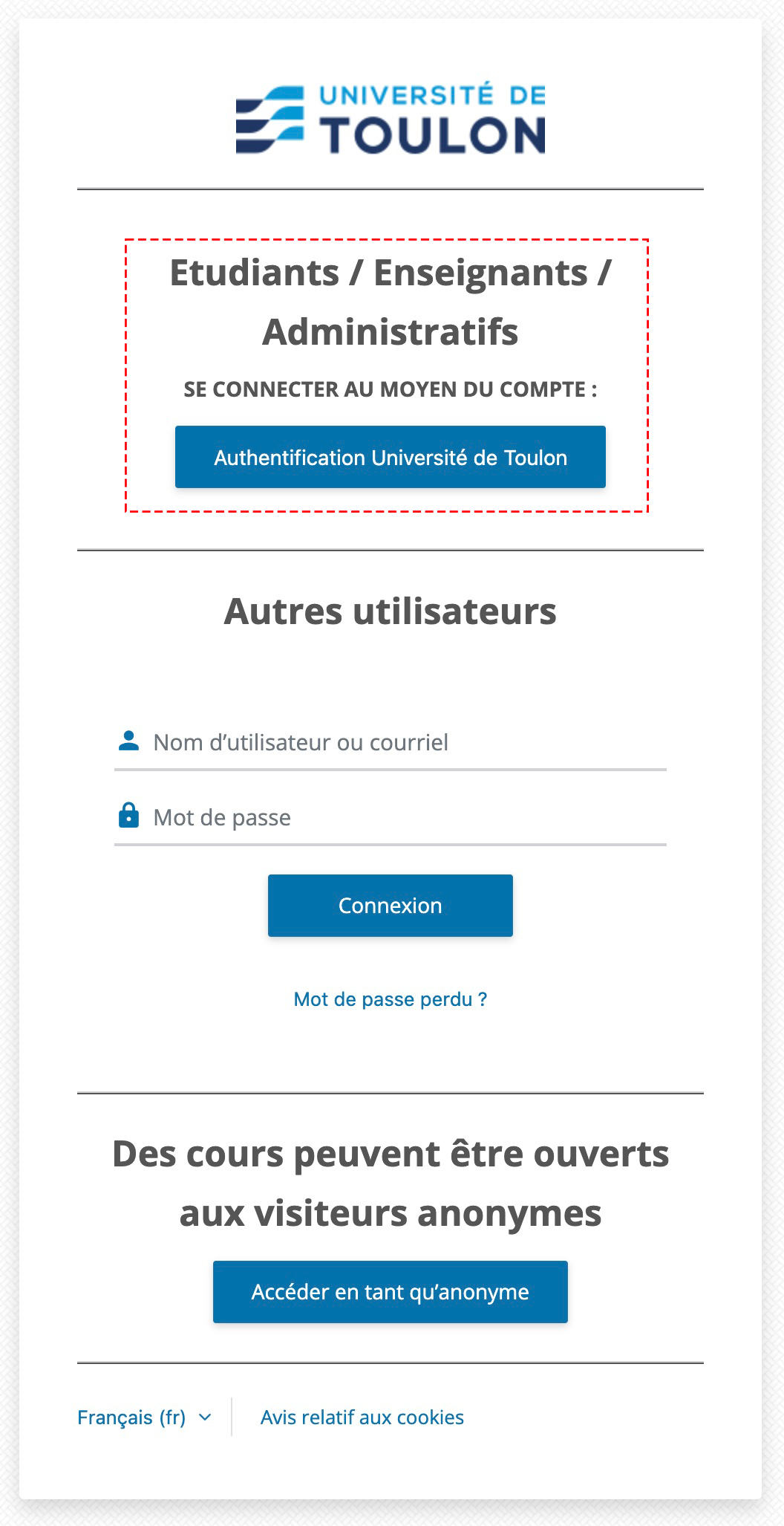 Formulaire de connexion